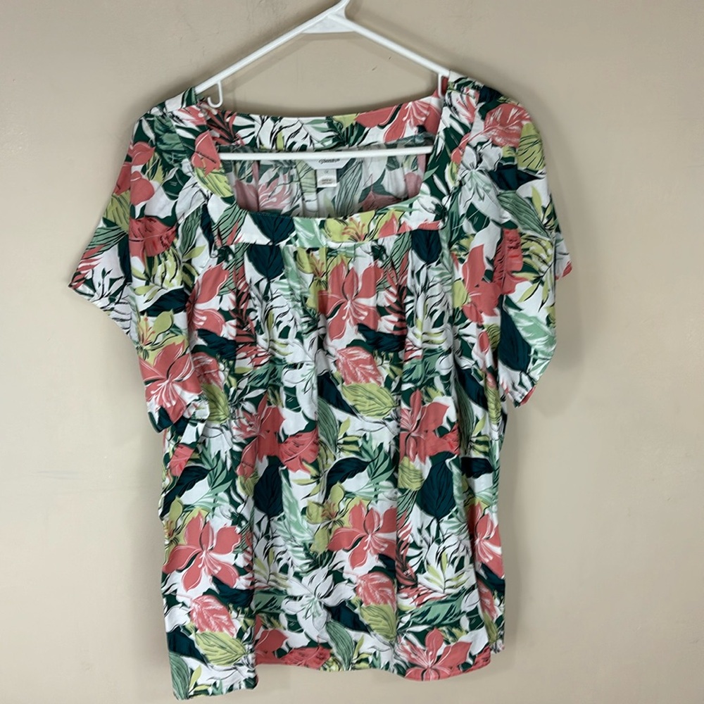 C J Banks Tropical Hawaiian Short Sleeve Top Shirt Plus Size 1X